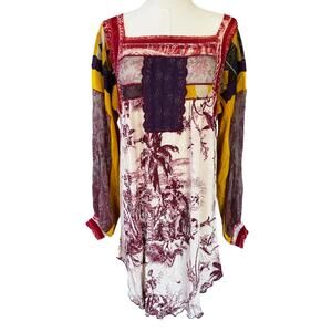 Jean Paul Gaultier Soleil Mixed Media Mesh Panel Lace Detail‎ Dress Size XL